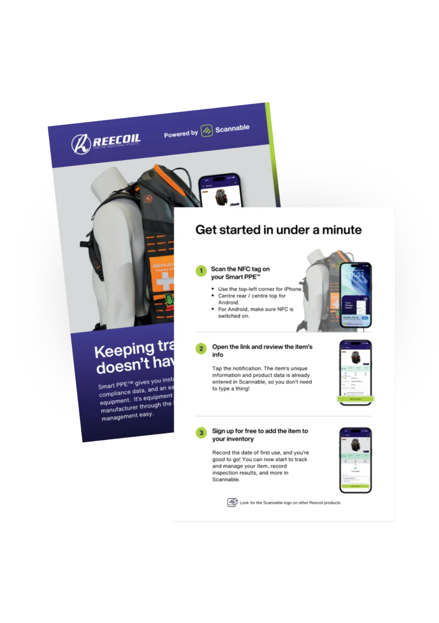 Personalised A5 flyer — brand lockup front, three-step get-started back